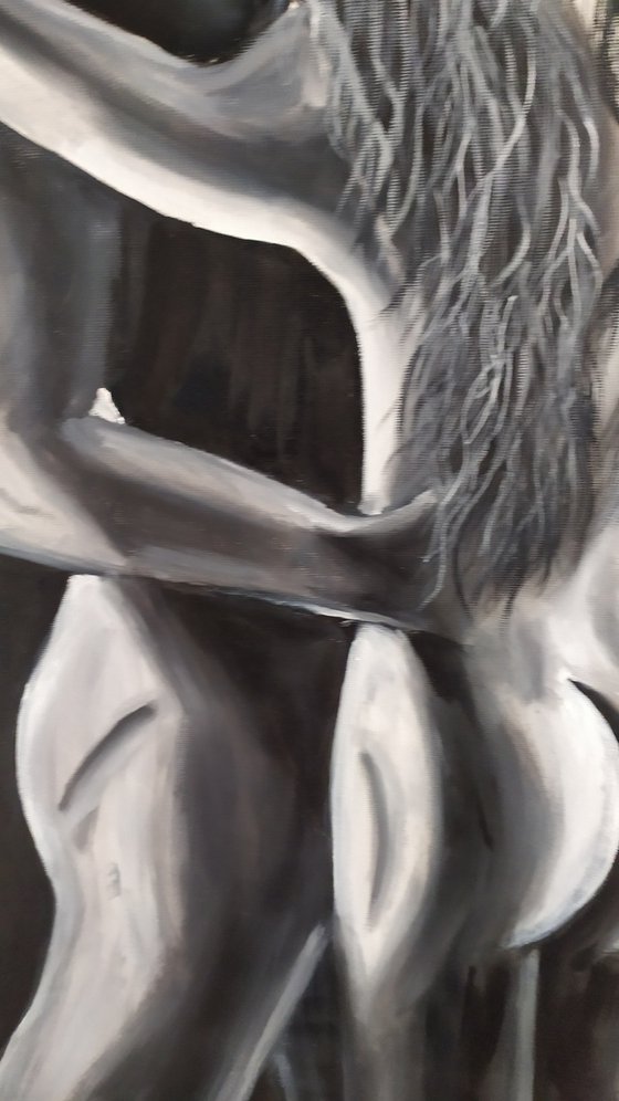 Couple in love, nude erotic oil painting, gift idea, art for home