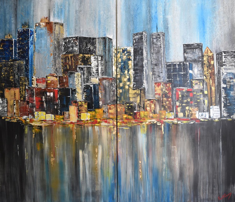 New York Skyline Acrylic Art Modern Nyc Art Or Artfinder