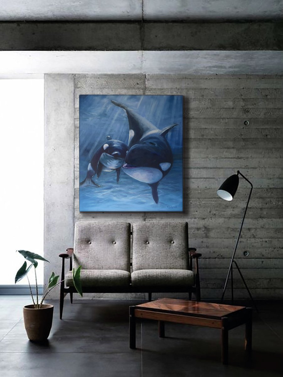 Killer Whales By Mary Voloshyna, 35 X 39, Artwork For Sale On Artfinder