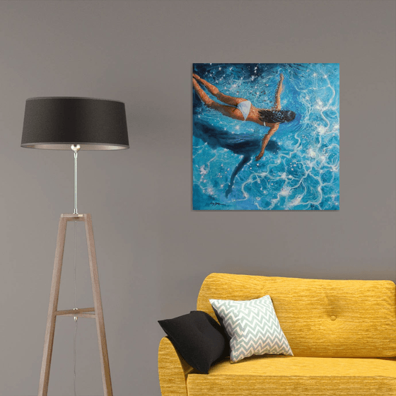 Girl swimming60(32x32 in)