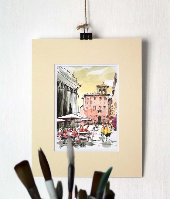 Watercolor painting, Trastevere, Rome.