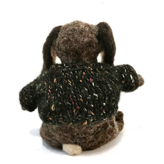 Happy, felted wool rabbit