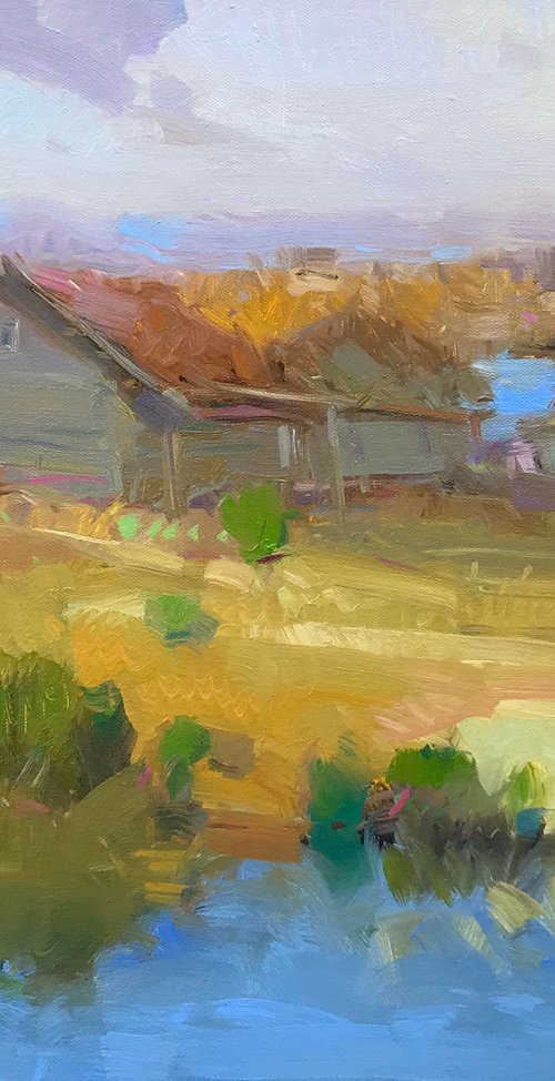 Village Side, Original oil painting, Handmade artwork, One of a kind by Vahe Yeremyan