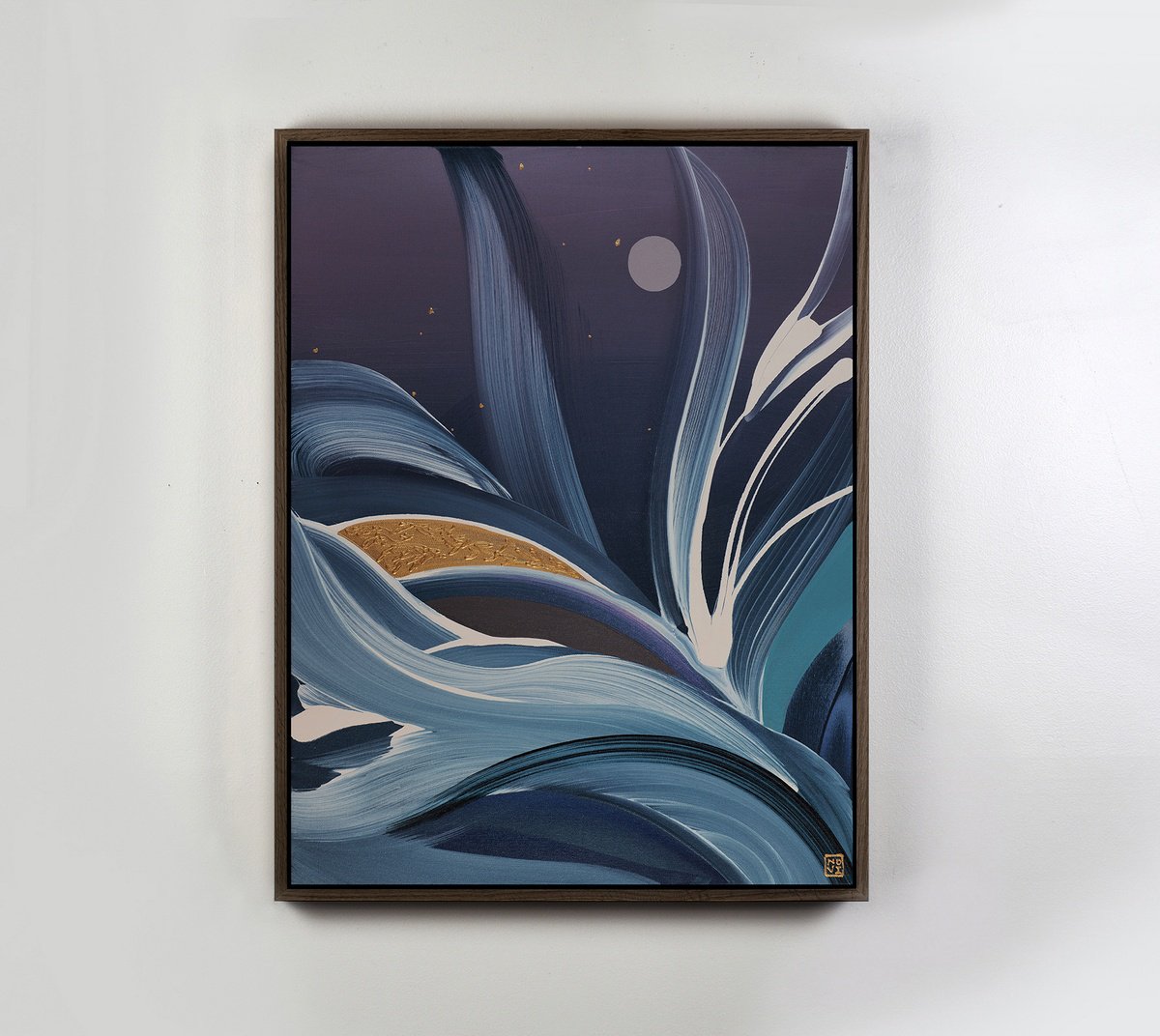 Abstract Acrylic Painting By Novi Lim, 24 X 30", Moonflower, Original Artwork