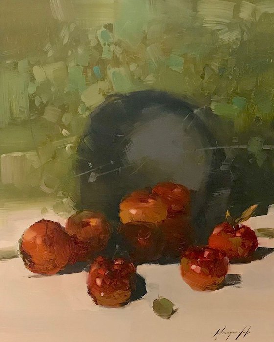 Apples, Oil painting, One of a kind, Handmade artwork
