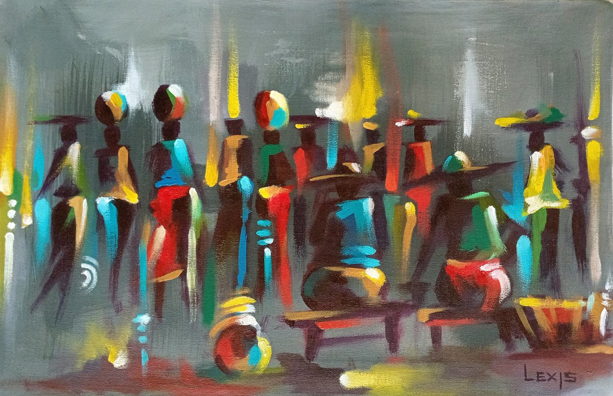 Market Circle By Alex Mensah, 20 X 13, Artwork For Sale On Artfinder