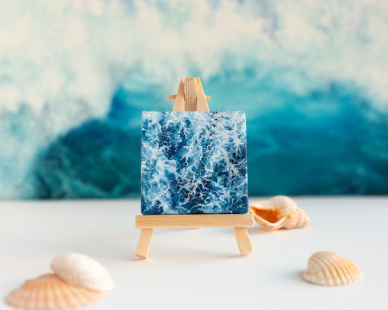 Miniature blue ocean waves