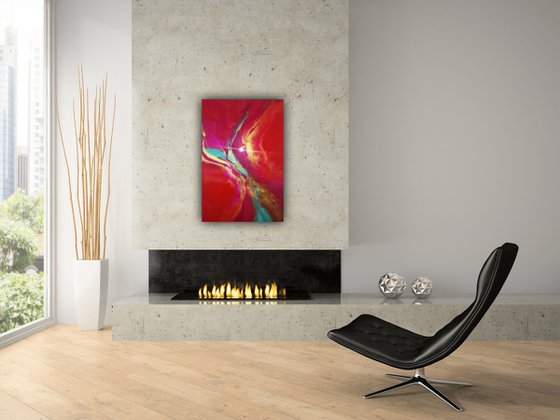 Love Vibrations red abstract painting