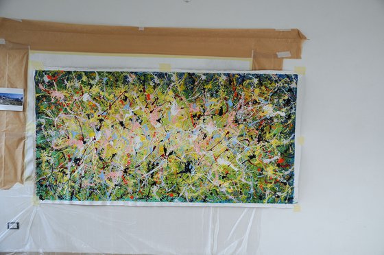 Giardino di Pesco acrilico su tela 124x245 cm