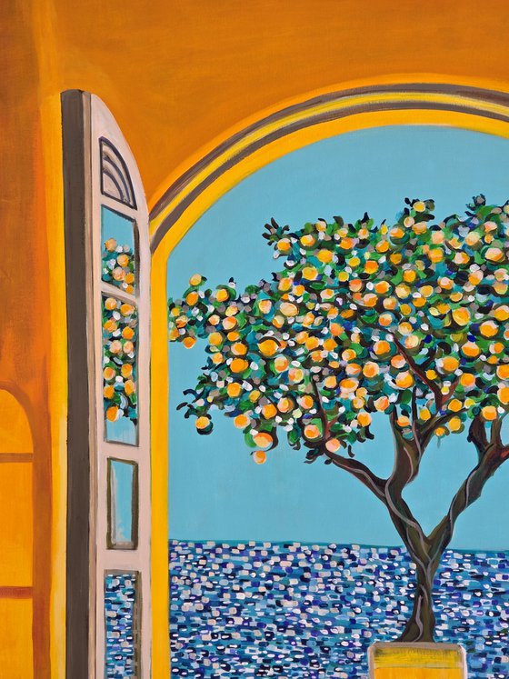 Mediterranean Seascape With Lemon Tree
