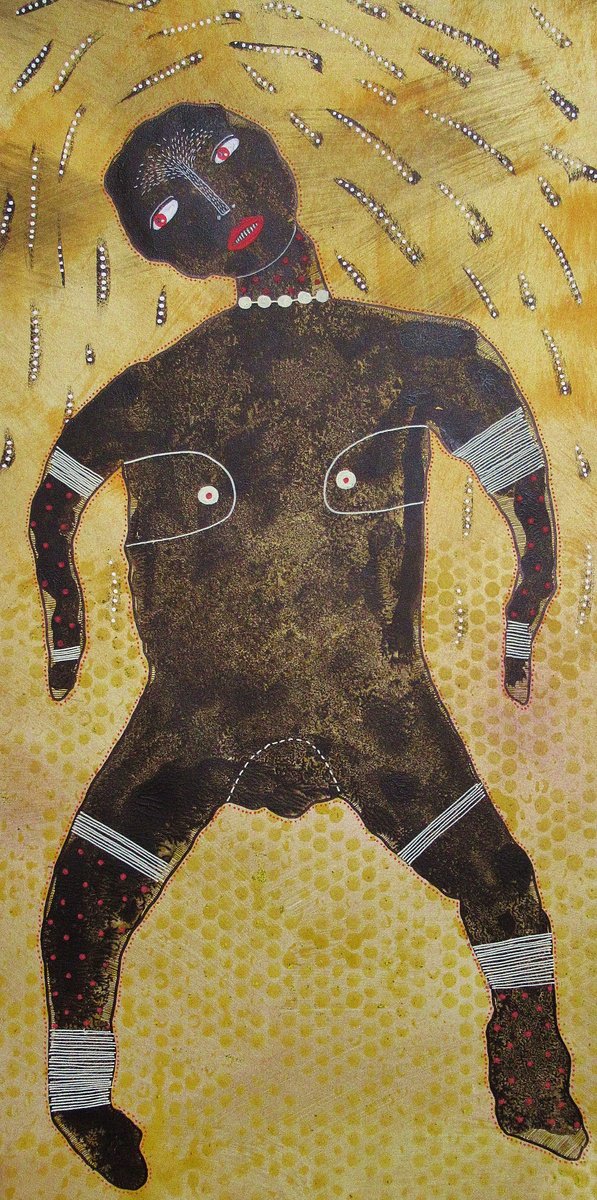 Dancing Man on Mustard by Bea Roberts