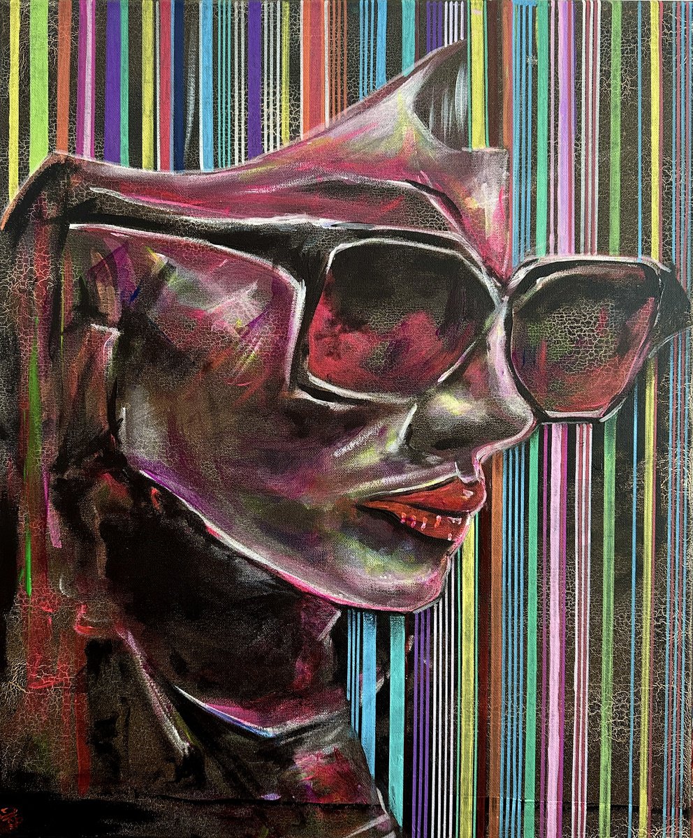 Urban And Pop Portrait Painting By Jakub Dk - Jakub D Krzewniak, 20 X 24, Neon Dream: 80S Electric Vibes, Original Artwork