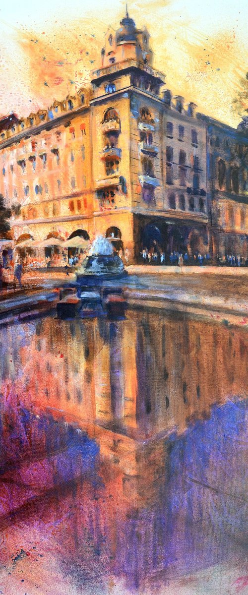 Odraz Ruski Car Beograd 80x100cm 2021 by Nenad Kojić watercolorist