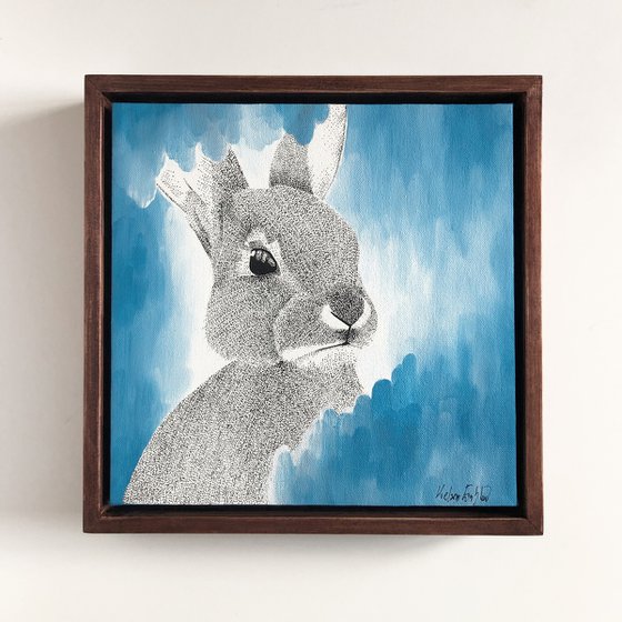 The Dreamy Blue Bunny Painting on Canvas