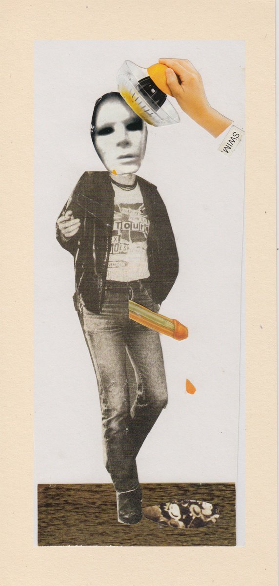 Portrait Collage By Jon Garbet, 4 X 8, Squeezed Punk, Original Artwork