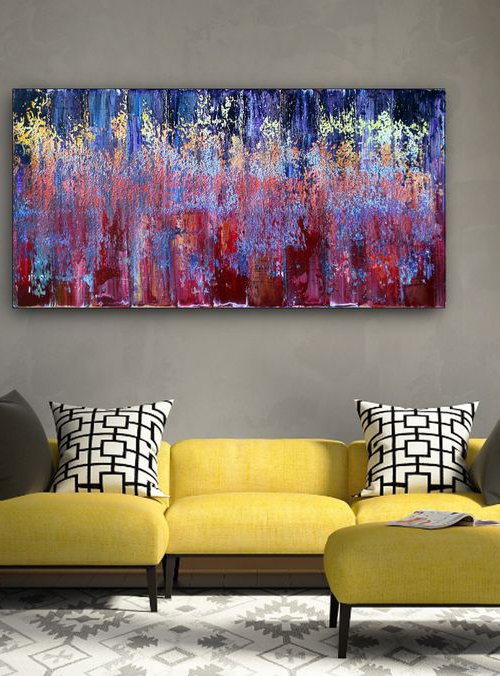 "Sound Wave" - FREE WORLDWIDE SHIPPING - Original Large PMS Oil Painting On Canvas - 48 x 24 inches by Preston M. Smith (PMS)