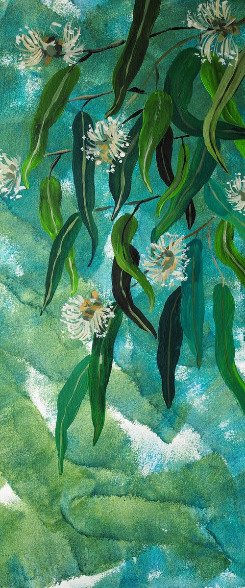 Eucalyptus on expressive background by Delnara El