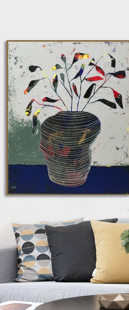 Striped Vase and flowers #3 by Nick Molloy