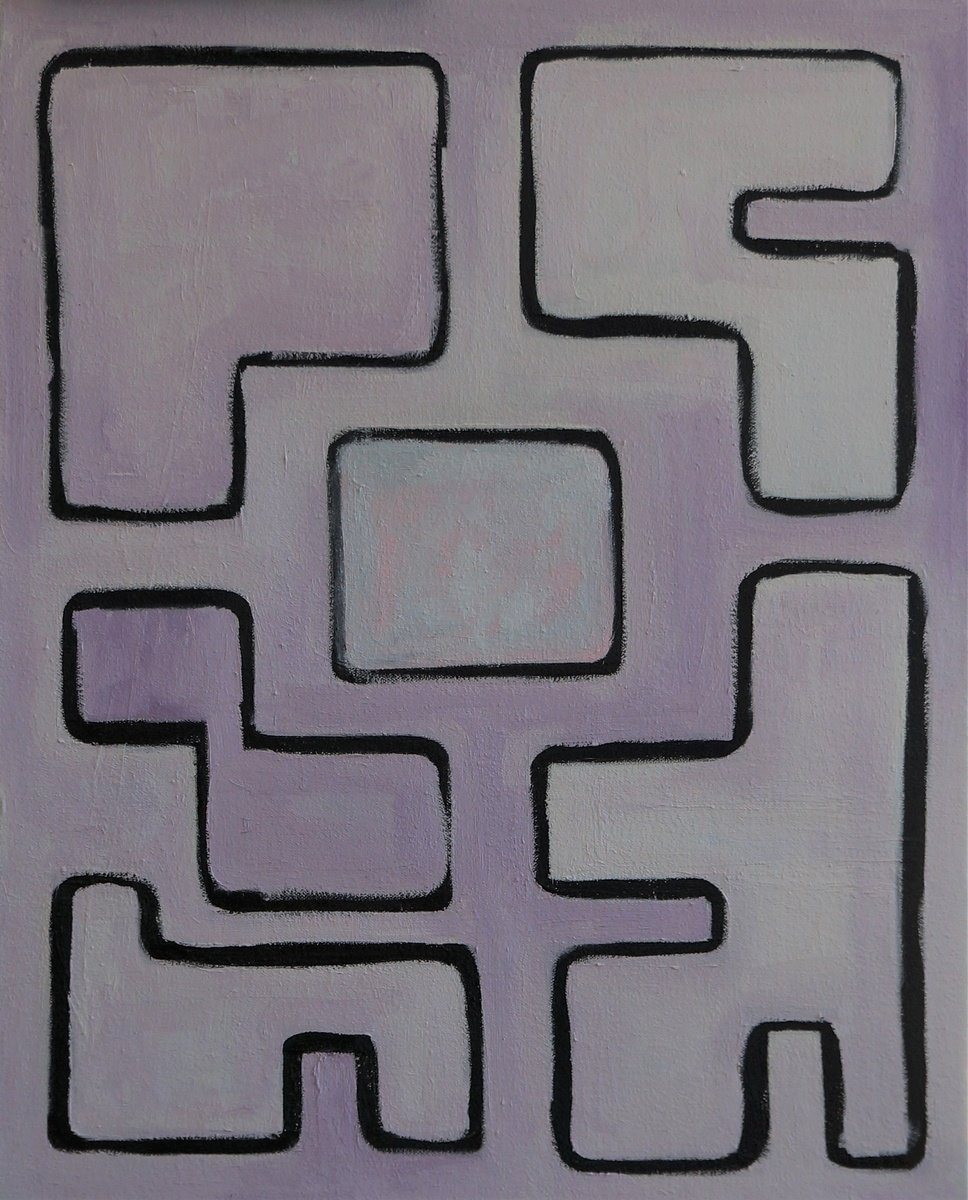 Geometric Abstract Oil Painting By Anna Jannack, 15 X 20, Unconscious Shape V, Original Artwork