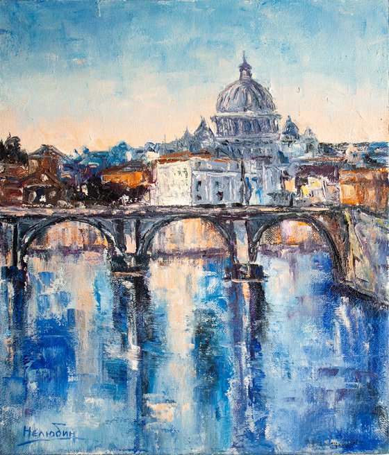 "Rome", city landscape, St. Angelo Bridge, Italy