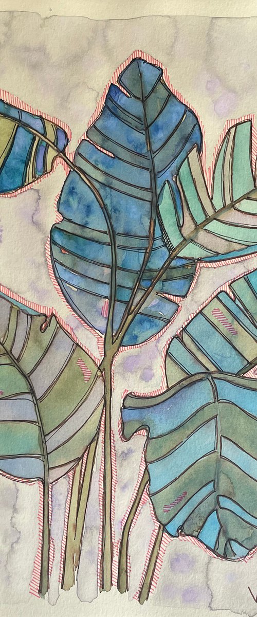 Monstera leaves by Mary Voloshyna
