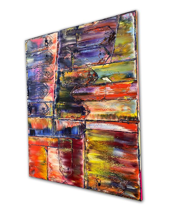 "Keep Your Distance" - FREE USA SHIPPING + Save As A Series - Original PMS Abstract Diptych Oil Paintings On Canvas - 32" x 20"