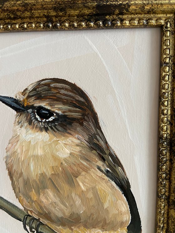 Bird painting mini art framed 14x18cm 5x7inch