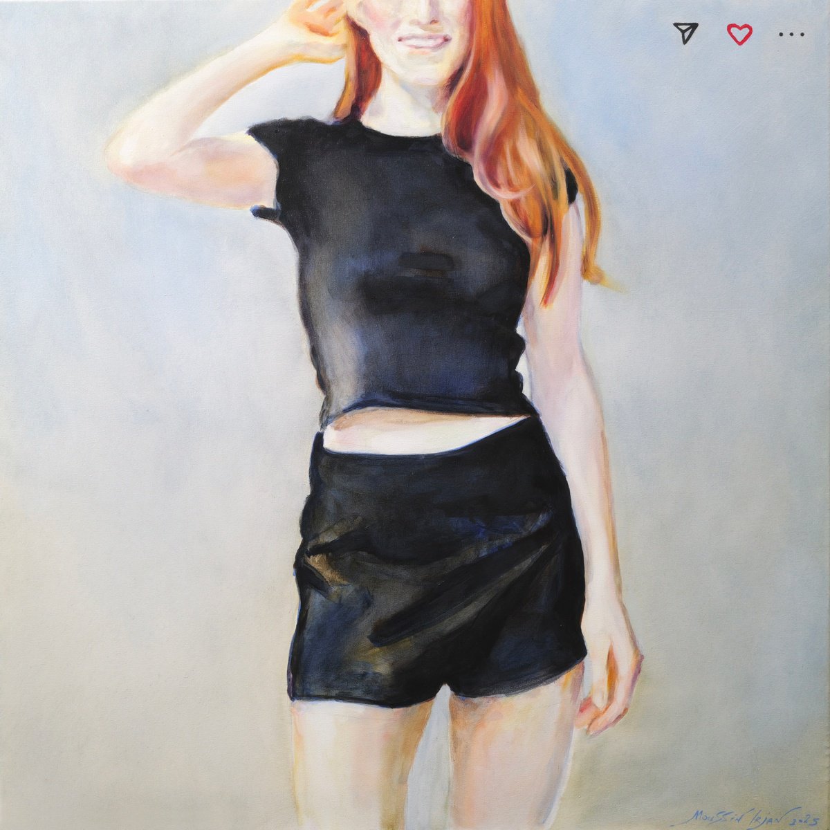 Portrait Oil Painting By Moussin Irjan, 31 X 31", Like 80 X 80 Cm., Original Artwork