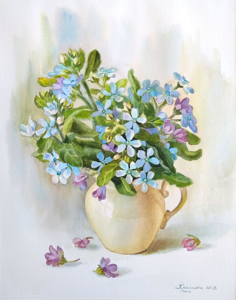 Photorealistic Still Life Watercolour By Yulia Krasnov, 12 X 15", Tweedia, Original Artwork