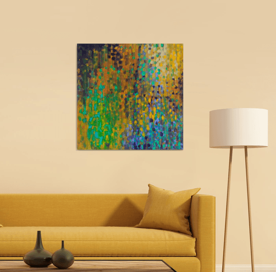 Multicolor Flora 30x30" 76x76cm Abstract Expressionism by Bo Kravchenko