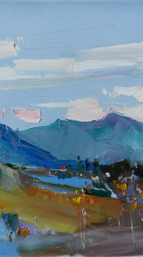 Mountains Painting Original Oil on Canvas Fine Art Impressionism Painting by Yehor Dulin