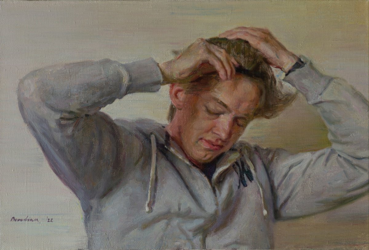 Tightness - Contemporary Oil Portrait By Anastasia Borodina, 24 X 16, Artwork For Sale On Artfinder