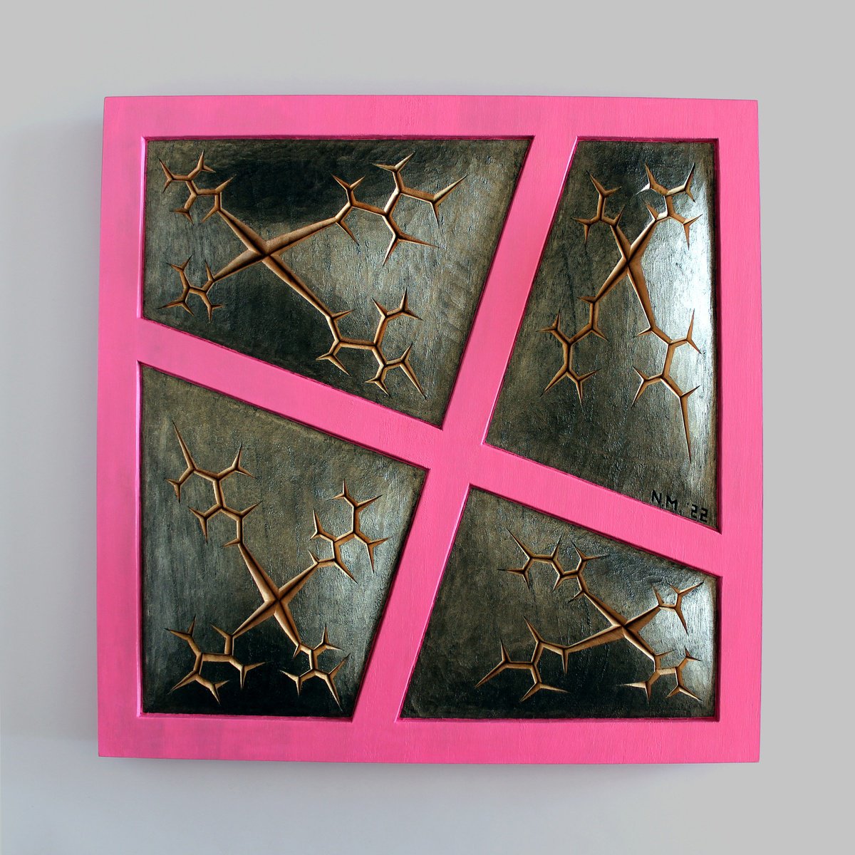 Urban And Pop Abstract Relief By Nikolay Martinov, 16 X 16", "Tension", Original Artwork