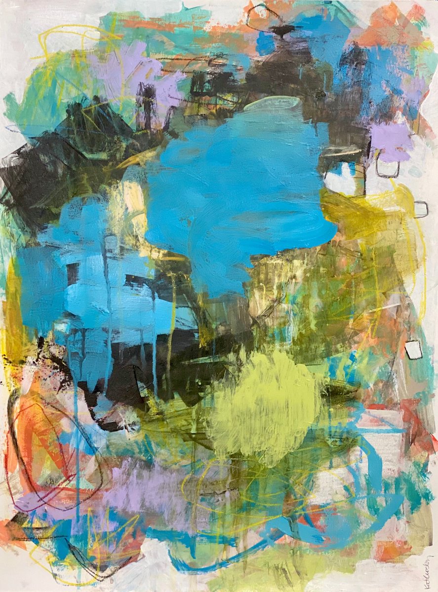 Organic Abstract Acrylic Painting By Kat Crosby, 18 X 24", Striving For Perfection, Original Artwork