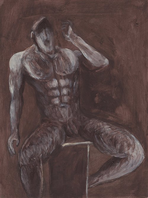 Male Nude with his head thrown back by Anton Maliar