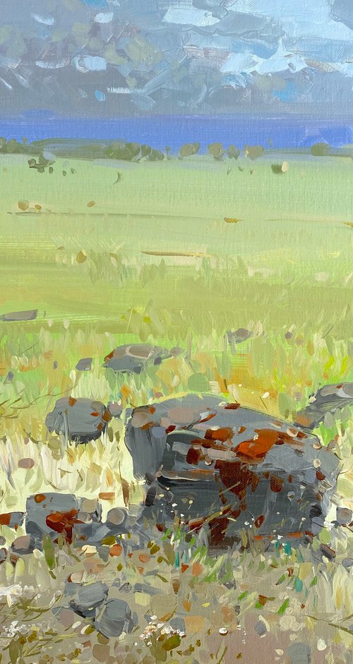 Summer Field, Original oil painting, Handmade artwork, One of a kind by Vahe Yeremyan