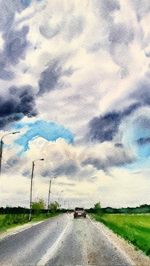 Road and clouds #2 by Eugenia Gorbacheva