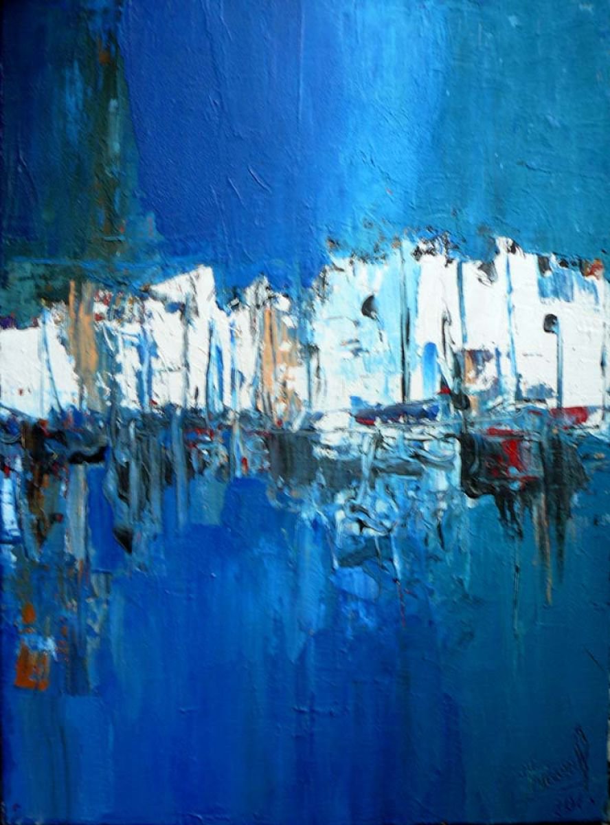 Photorealistic Landscape Acrylic Painting By Jacques Donneaud, 29 X 39, Entre Ciel Et Mer, Original Artwork