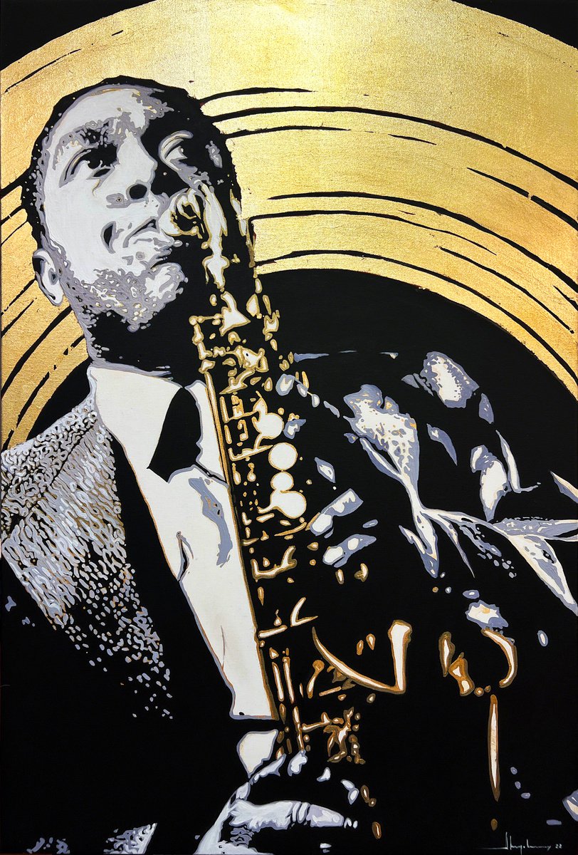 Urban And Pop Portrait Acrylic Painting By Alex Nizovsky, 24 X 36, Charlie Parker, Original Artwork