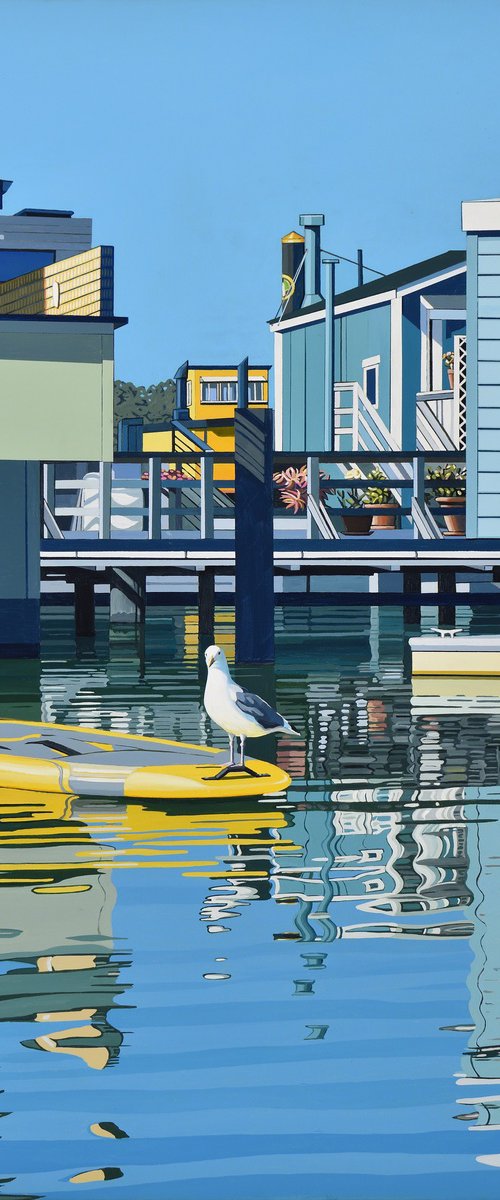 Houseboats And A Seagull by Alex Nizovsky