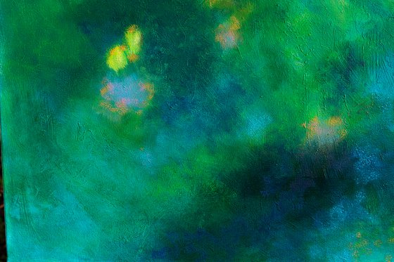 "So green" - floral abstract - flower - decorative original - home interior design