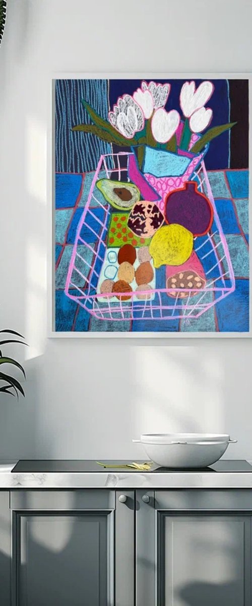 Pink Basket Still Life by Sasha Robinson