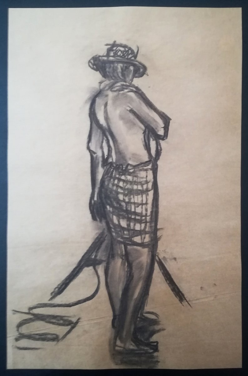 Expressive Portrait Charcoal Drawing By Aleksandar Basic, 14 X 22, Model, Original Artwork