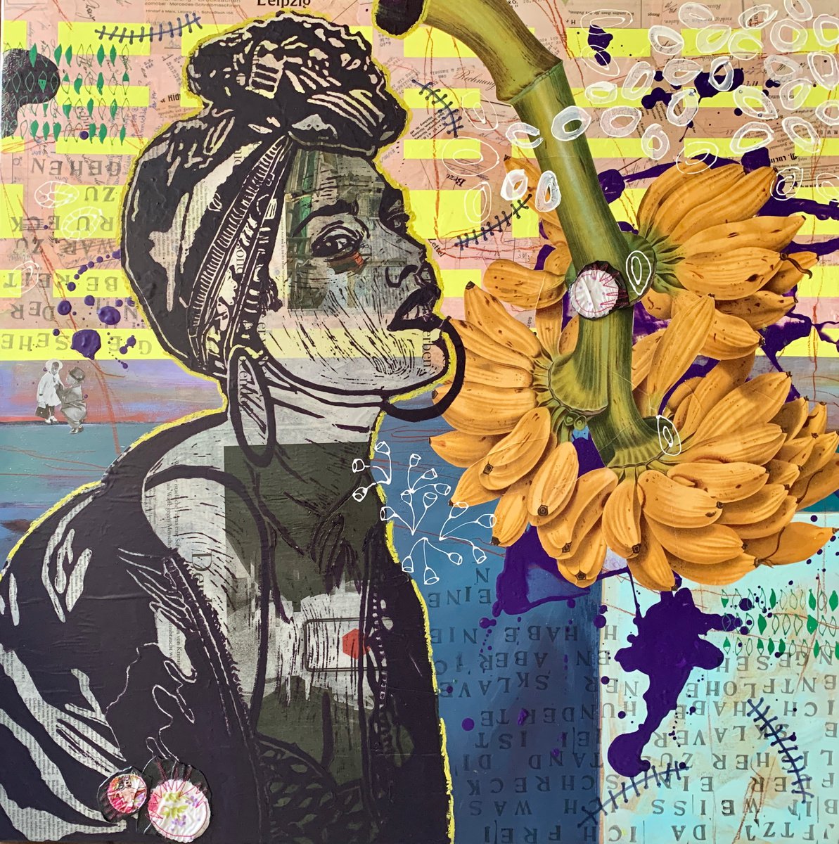 Expressive Portrait Painting By Marita Tobner, 31 X 31", Missie, Original Artwork