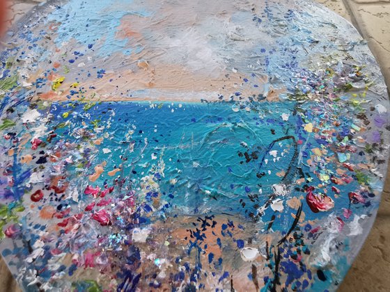 Sea oil painting, Seascape canvas art, Heart canvas painting