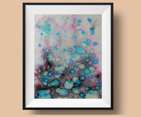 Underwater world. Alcohol Ink abstract painting.