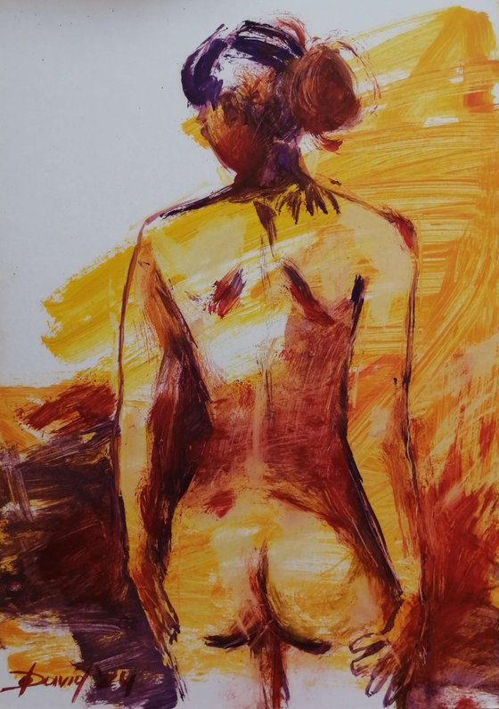 Nude-study female oil on paper