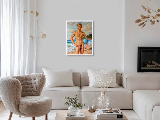 SUMMER REVERIE (NUDE MAN ON THE BEACH)
