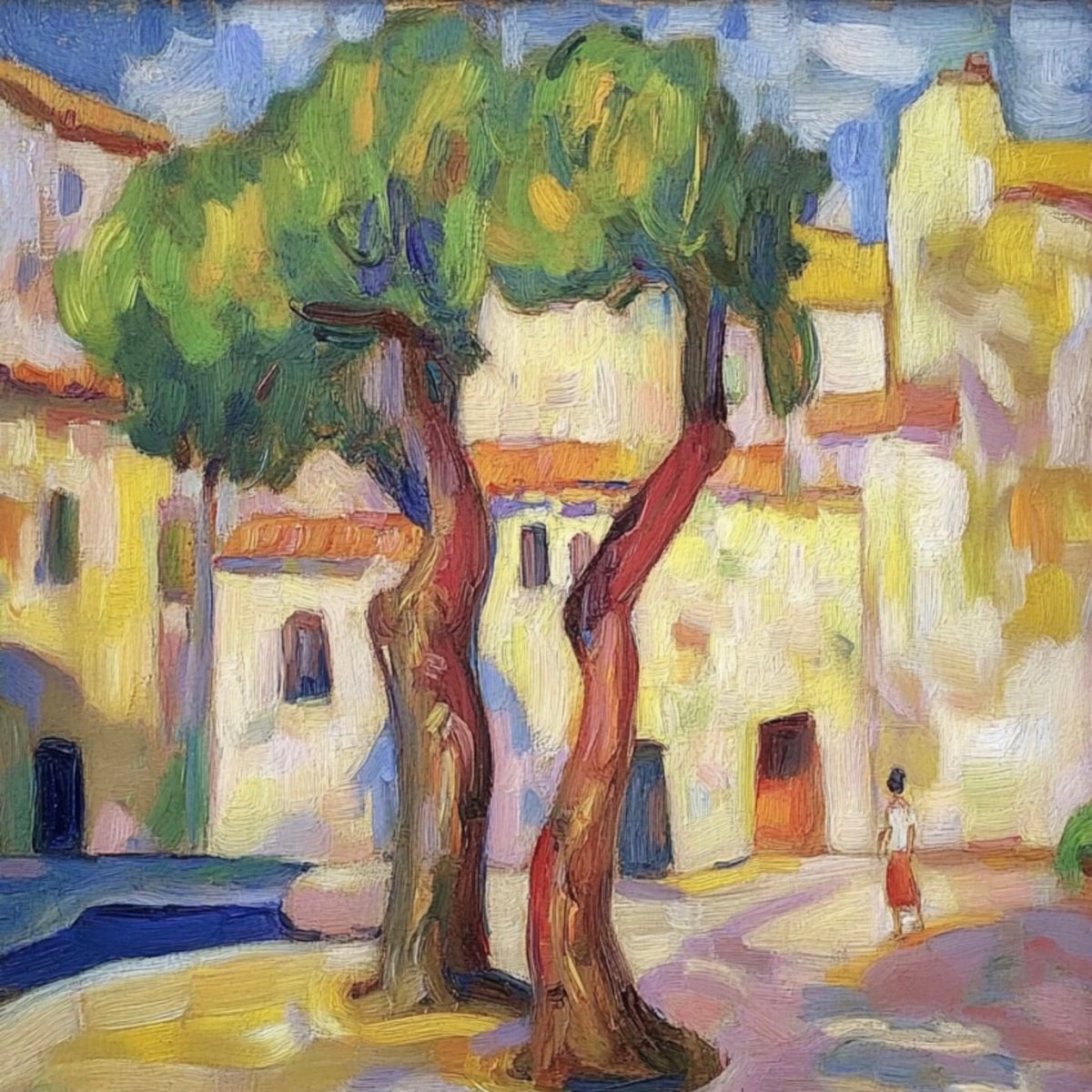 Impressionistic Cityscapes Print By Elena Avanesova, 31 X 31, Two Trees, Original Artwork