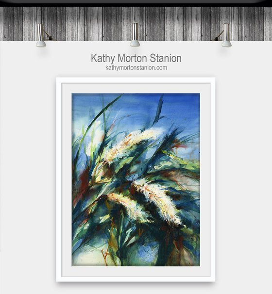 Pampas Grass - Abstract Floral Painting  by Kathy Morton Stanion